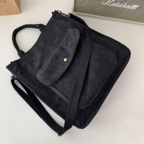 Corduroy Shoulder Bag Women Vintage Shopping Bags Zipper Girls Student Bookbag Handbags Casual Tote With Outside 1.jpg 640x640 1