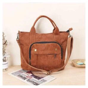 Corduroy Shoulder Bag Women Vintage Shopping Bags Zipper Girls Student Bookbag Handbags Casual Tote With Outside 11.jpg 640x640 11