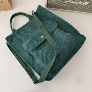 Corduroy Shoulder Bag Women Vintage Shopping Bags Zipper Girls Student Bookbag Handbags Casual Tote With Outside 2.jpg 640x640 2
