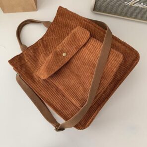 Corduroy Shoulder Bag Women Vintage Shopping Bags Zipper Girls Student Bookbag Handbags Casual Tote With Outside 3.jpg 640x640 3