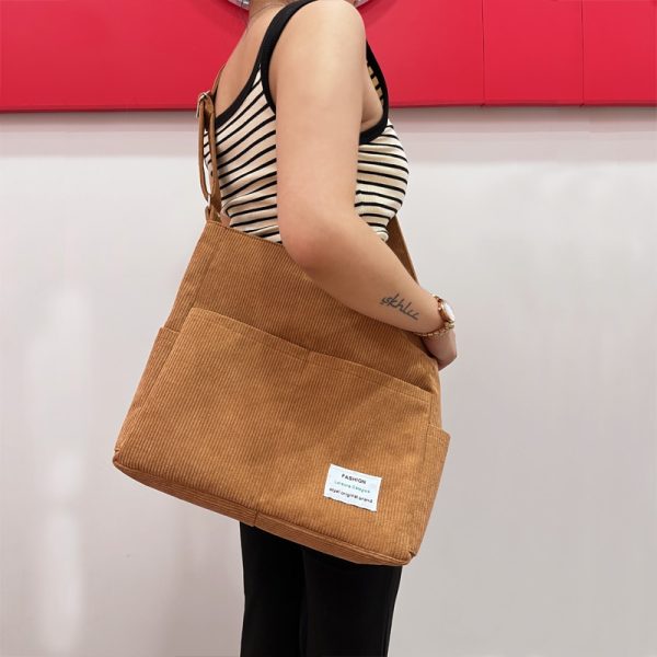 Corduroy Shoulder Bags 2023 Women Fashion Leisure College Style Shopper Multi Pocket Large Capacity Designer Handbags 1
