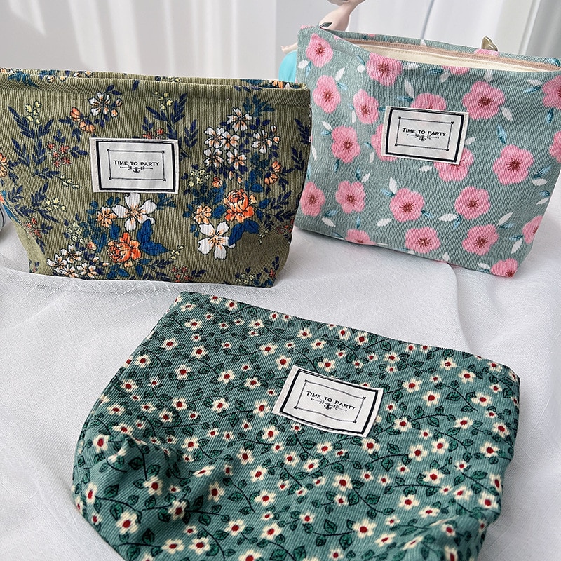 Floral Makeup Case Organizer - Cosmetic Pouch - Akolzol.com