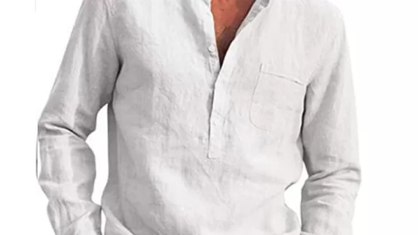 Cotton Linen Hot Sale Men s Long Sleeved Shirts Summer Solid Color Stand Up Collar Casual