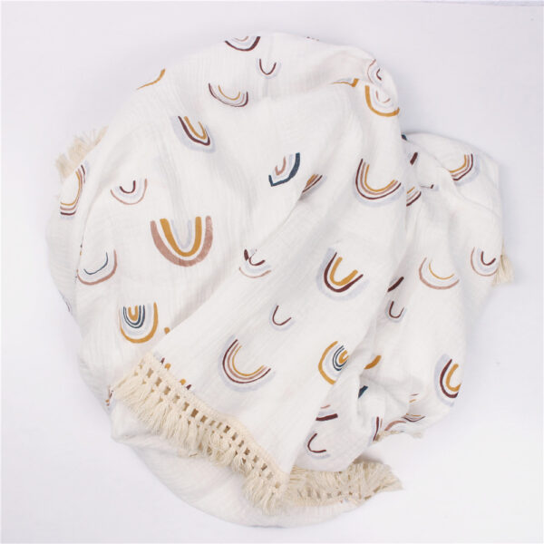 Cotton Muslin Swaddle Blankets for Newborn Baby Tassel Receiving Blanket New Born Swaddle Wrap Infant Sleeping 2