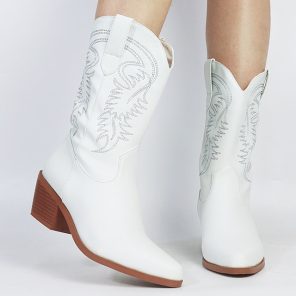 Cowboy Ankle White Boots For Women 2022 Cowgirl Fashion Western Boots Women Embroidered Casual Pointed Toe 4.jpg 640x640 4