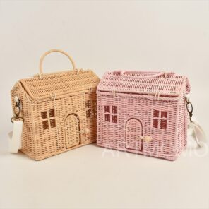 Creative House Shape Rattan Women Handbags Wicker Woven Shoulder Crossbody Bags Funny Summer Beach Straw Bag 1