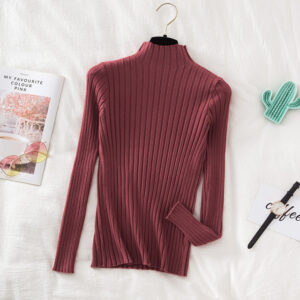 Croysier Pullover Ribbed Knitted Sweater Autumn Winter Clothes Women High Neck Long Sleeve Slim Basic .jpg x
