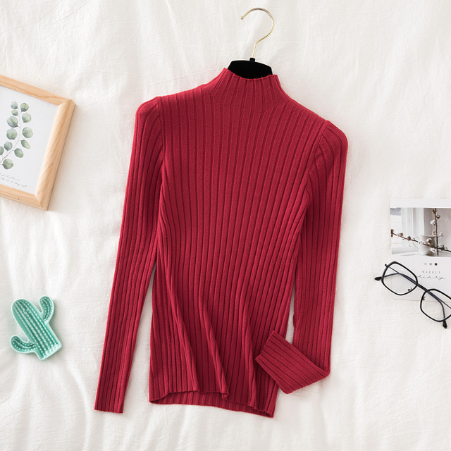 Croysier Pullover Ribbed Knitted Sweater Autumn Winter Clothes Women 2020 High Neck Long Sleeve Slim Basic 13.jpg 640x640 13