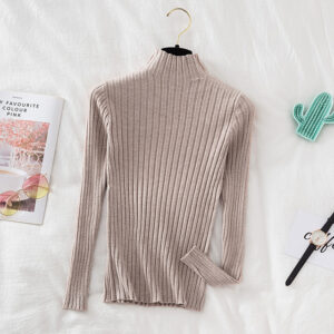Croysier Pullover Ribbed Knitted Sweater Autumn Winter Clothes Women High Neck Long Sleeve Slim Basic .jpg x