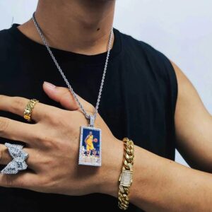 Custom Photo Rectangle Pendant Necklace | Zircon Men’s Hip-hop Jewelry