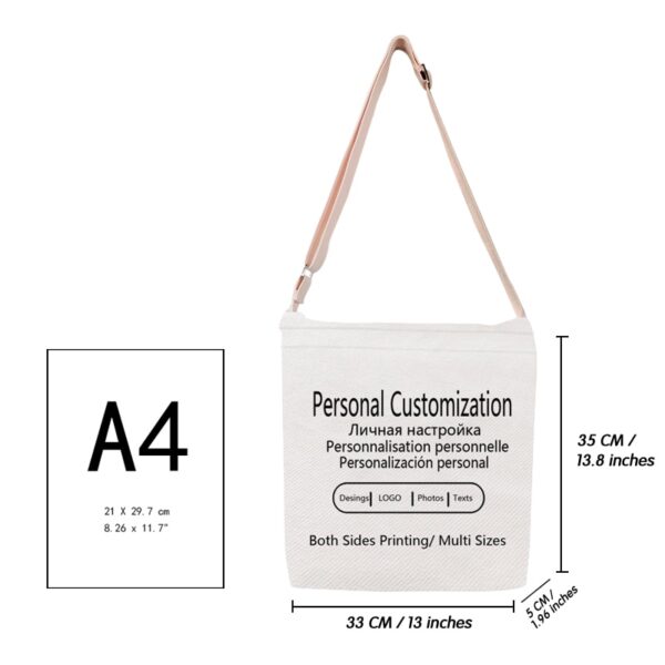 Custom Tote Handbag Add Your Text Print Crossbody Shoulder Bag Zipper Unisex Fashion Travel Outdoor Canvas 2