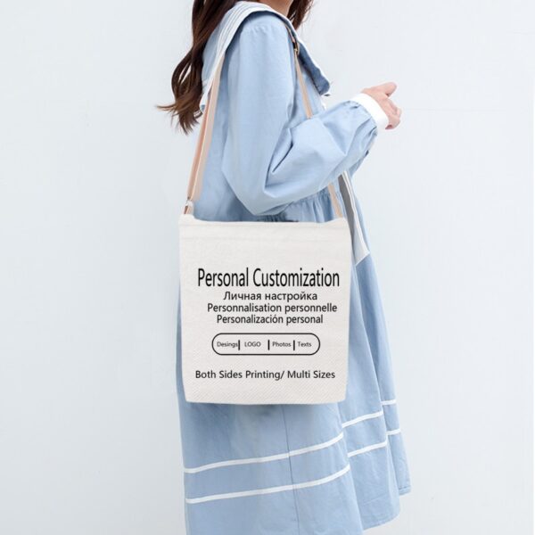 Custom Tote Handbag Add Your Text Print Crossbody Shoulder Bag Zipper Unisex Fashion Travel Outdoor Canvas 6