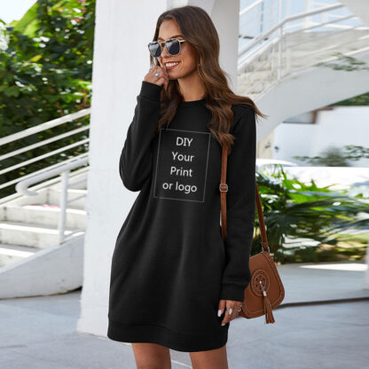 Customized Print DIY Your like Photo or Logo Autumn Winter O Neck Long Sleeve Women Sweatshirt