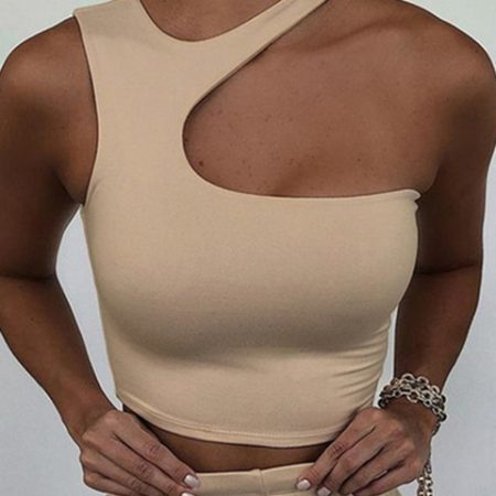 Cut Out Sexy Crop Off Shoulder Solid 2022 Skinny Sport Short Tops Women Tank Irregular Summer 2.jpg 640x640 2