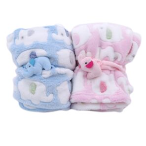 Cute Elephant Cartoon Baby Blanket Newborn Elephant Air Conditioning Quilt Coral Velvet Pillow Quilt dual use
