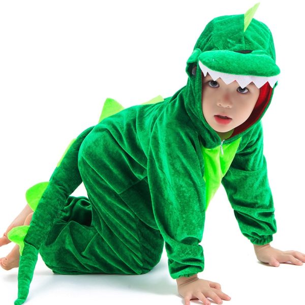 Cute Kids Animal Dinosaur Kugurumi Costume Cosplay Boys Child Green Black Kindergarten School Party Student Game