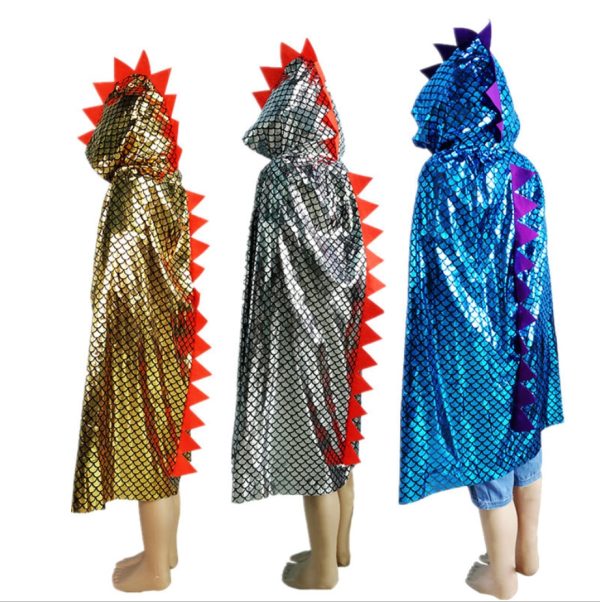 Dinosaur Cape Halloween Cosplay Costume Hooded Cloak for Kids Wizard and Girls Witch Cosplay Child Costume