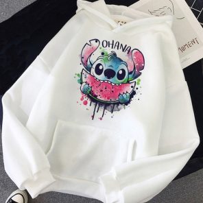 Disney Cartoon Ohana Stitch Hoodies Women Kawaii Lilo Stitch Graphic Streetwear Funny Unisex Tops Anime Sweatshirts jpg x