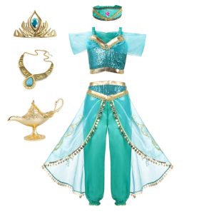 Disney Jasmine Princess Dress of Birthday Party Carnival Cosplay Aladdin agic Lamp Girls Costume Top Pants png x