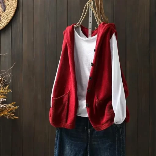 Double Pockets Hooded Sweater Vests Women Loose S 3xl Simple Streetwear Sleeveless Clothing All Match Autumn 1