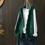 Double Pockets Hooded Sweater Vests Women Loose S