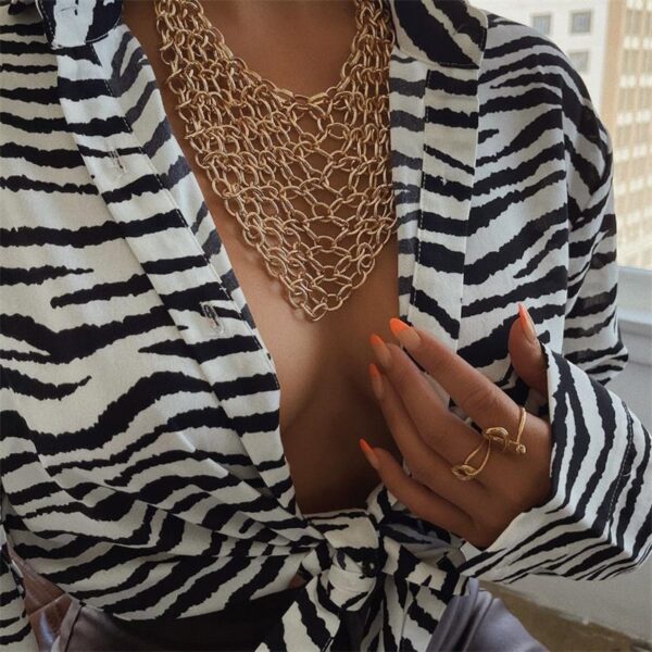 Dourbesty Fashion Women s Shirts Button Down Lapel Abstract Zebra Print Long Sleeve Loose Shirt Femme 1