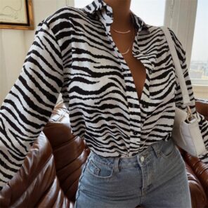 Dourbesty Fashion Women s Shirts Button Down Lapel Abstract Zebra Print Long Sleeve Loose Shirt Femme 1.jpg 640x640 1