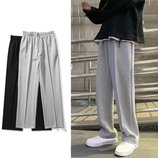 Drawstring Sweatpants Men s Fashion Casual Wide leg Pants Men Streetwear Loose Straight Trousers Mens Joggers 1