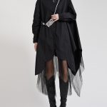 EAM Women Black Irregular Hem Big Size Shirt