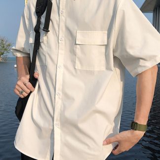 EBAIHUI Men s White Shirts with Tie Set Preppy Uniform DK Loose Long Sleeve Shirt Couple 1.jpg 640x640 1