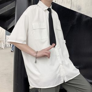 EBAIHUI Men s White Shirts with Tie Set Preppy Uniform DK Loose Long Sleeve Shirt Couple.jpg 640x640