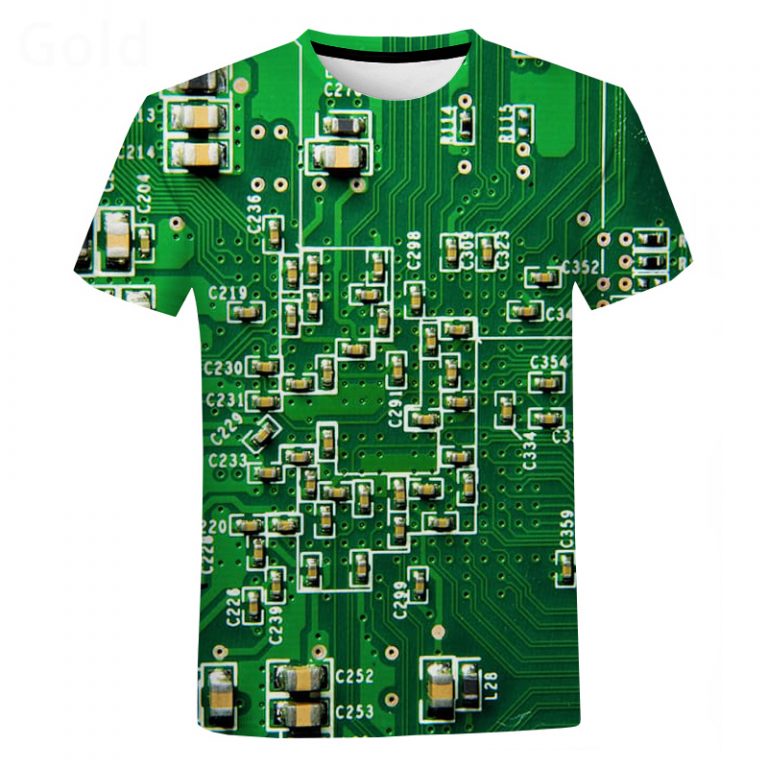 Electronic Chip Hip Hop T Shirt Men Women 3D Machine Printed Oversized T shirt Harajuku Style 2
