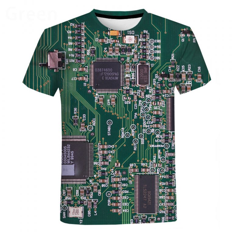 Electronic Chip Hip Hop T Shirt Men Women 3D Machine Printed Oversized T shirt Harajuku Style