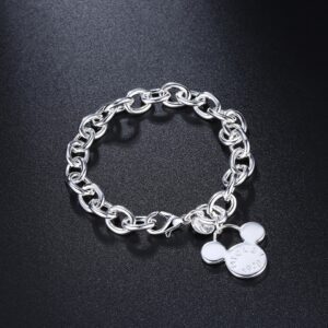 Fashion 925 Silver Cute Mickey Charm Bracelet Jewelry Bracelets For Women Girl Gift 4