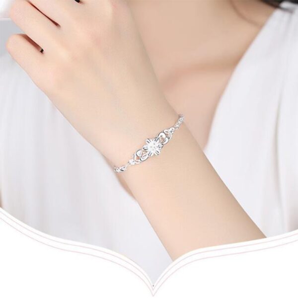 Fashion 925 Sterling Silver Flower Bracelets Jewelry For Woman Retro Wedding Party Luxury Bracelets On Hand 1