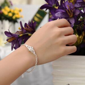 Fashion 925 Sterling Silver Flower Bracelets Jewelry For Woman Retro Wedding Party Luxury Bracelets On Hand 2