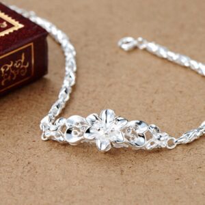 Fashion 925 Sterling Silver Flower Bracelets Jewelry For Woman Retro Wedding Party Luxury Bracelets On Hand 3
