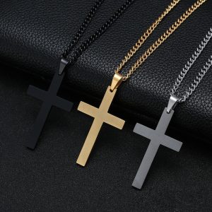 Fashion Cross Pendant Necklace Women Men Stainless Steel Link Chain Charm Necklace Cool Boys Girls Punk