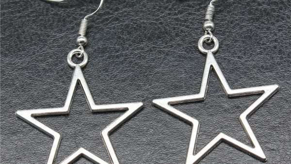 Fashion Handmade Simple Design Antique Silver Color Hollow Star Pendant Earrings Women Vintage Drop Earrings