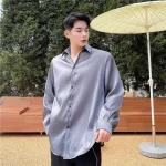 Fashion Lapel Button Loose Korean Solid Color Shirts