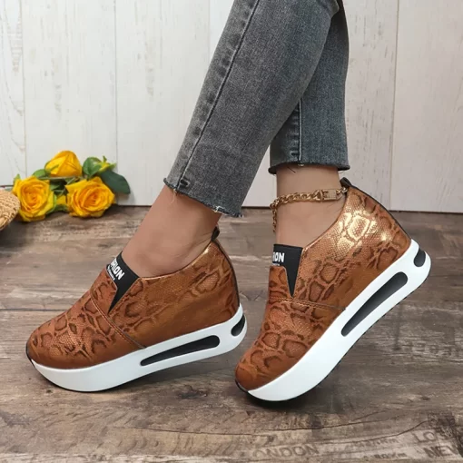 Fashion Leopard Print Sneakers Women 2024 Spring Chunky Platform Sports Shoes Woman Thick Sole Non Slip 4