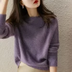 Fashion O Neck Korean Solid Color Sequined Sweaters