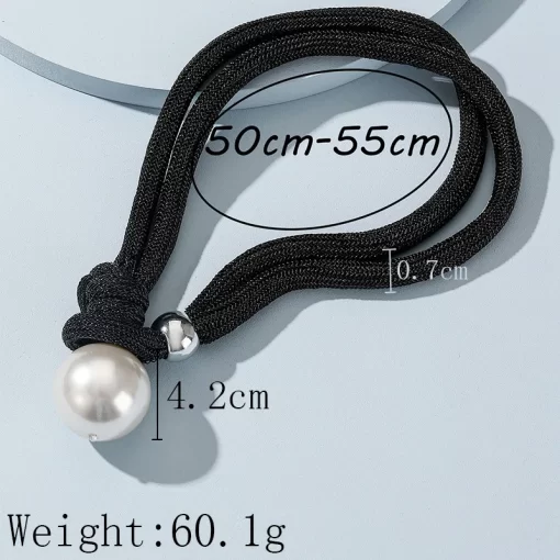 Fashion Pendants Necklaces Handmade Rope Adjustable Big Pearl Necklace Women Statement Chokers Trendy Jewelry 1