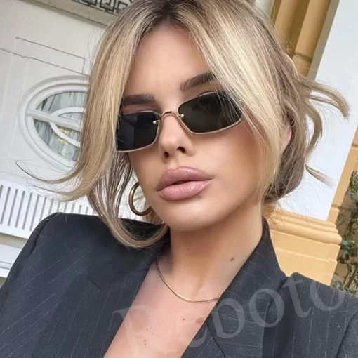 Fashion Small Square Women s Sunglasses Luxury Brand Metal Half Frame Sunglasses Woman Trend 2024 Vintage 1