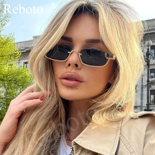 Fashion Small Square Women s Sunglasses Luxury Brand Metal Half Frame Sunglasses Woman Trend 2024 Vintage