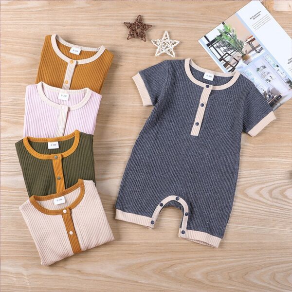 Fashion Solid Color Baby romper Summer Baby Boy Clothes Cotton Linen Short Sleeve Infant Romper Newborn