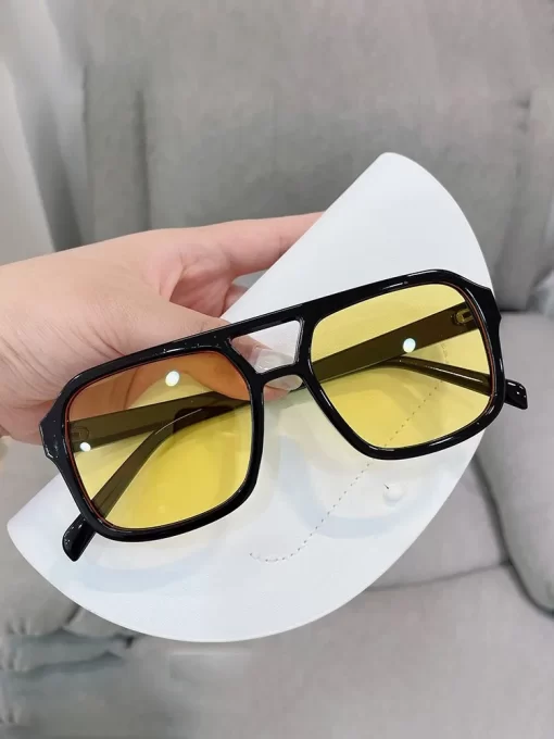 Fashion Square Sunglasses Women Vintage Frame Female Double Beam Sun Glasses Ocean Gradient Retro Designer Outdoor 2