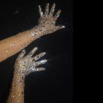 Fashion Stretch Rhinestone Gloves Women Sparkling Crystal Mesh