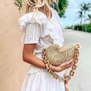 Fashion Thick Chains Rattan Conch Women Shoulder Bags Design Wicker Woven Handbags Luxury Summer Beach Straw 1