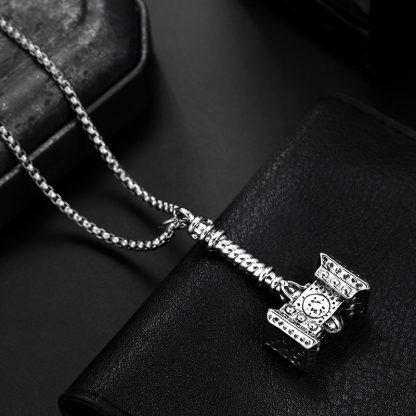 Fashion Thor Hammer Design Hip Hop Jewelry Men s Titanium Steel Pendant Necklace For Man Sweater 4